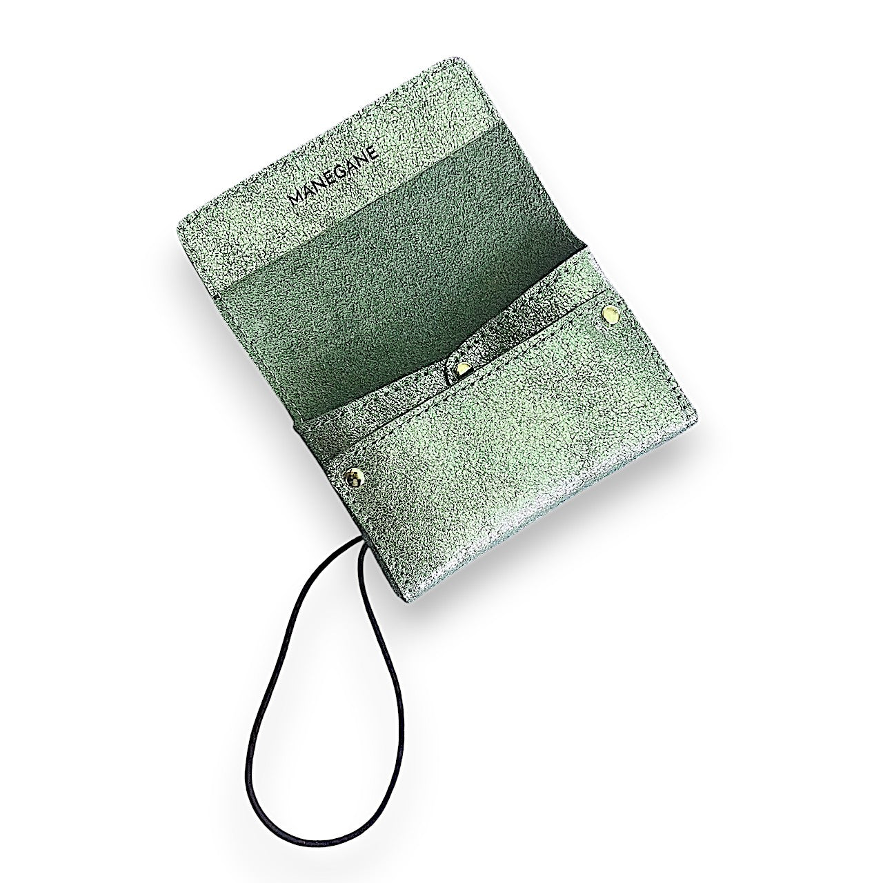 Porte-carte/monnaie/billets format Pocket 3 en 1 Vert d'Eau métallisé/ Vert forêt