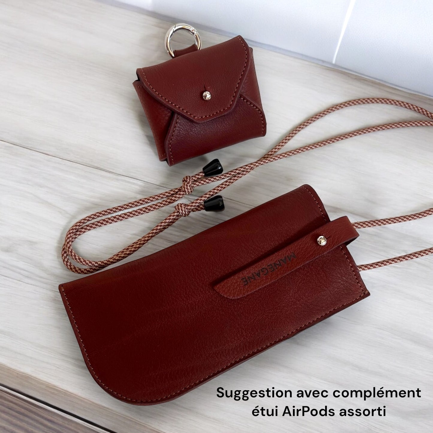 Etui à lunettes Homme marron Acajou avec ou sans cordon