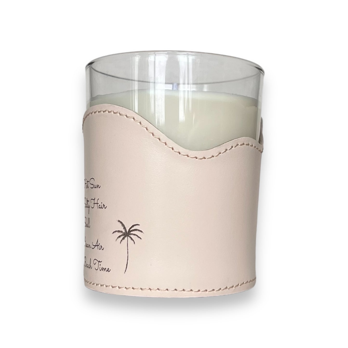 BOUGIE DANS SON ÉTUI DE CUIR Rechargeable - N°01 SABLE CHAUD