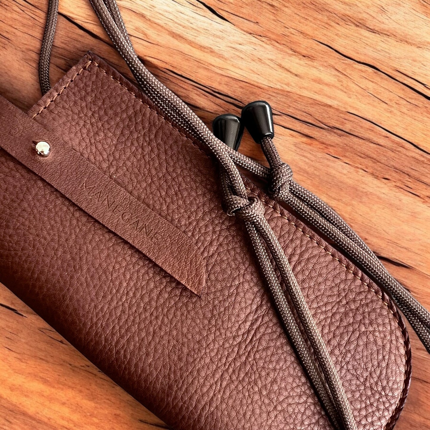 Etui à lunettes Homme Marron avec cordon Marron