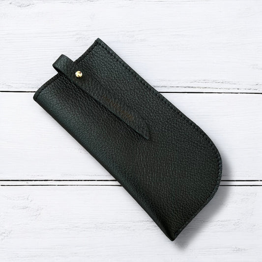 etui pour lunettes en cuir noir pour femme