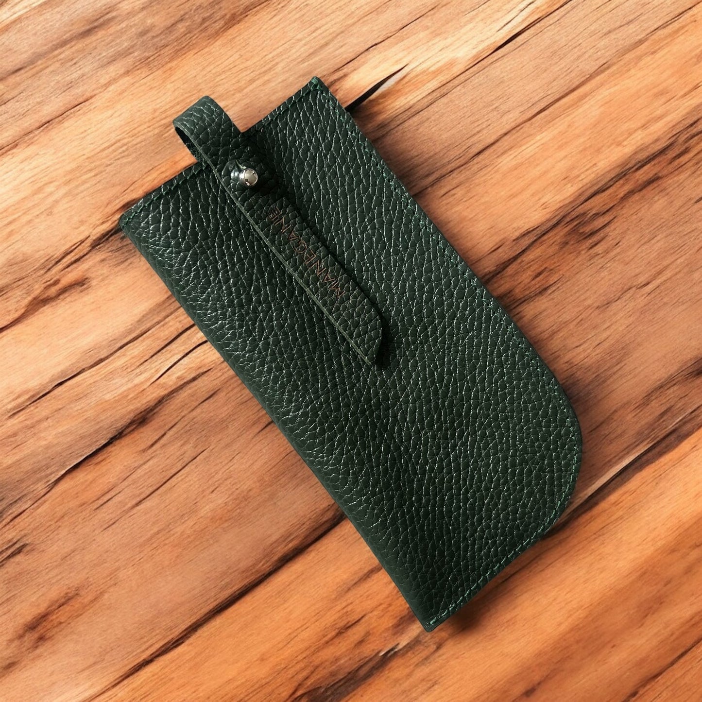etui lunettes pour homme vert grainé