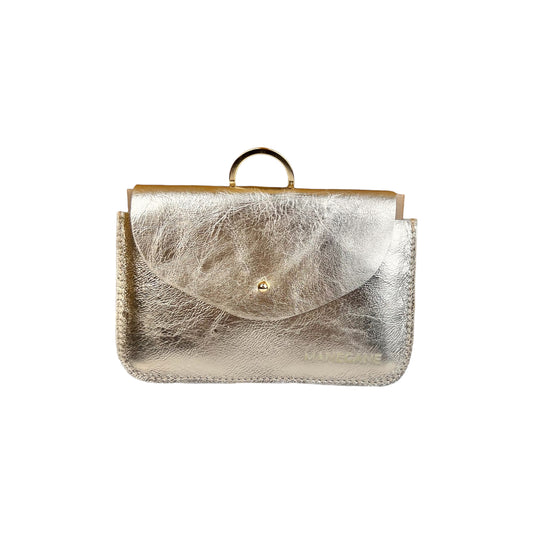 Funda de cuero metalizado champán