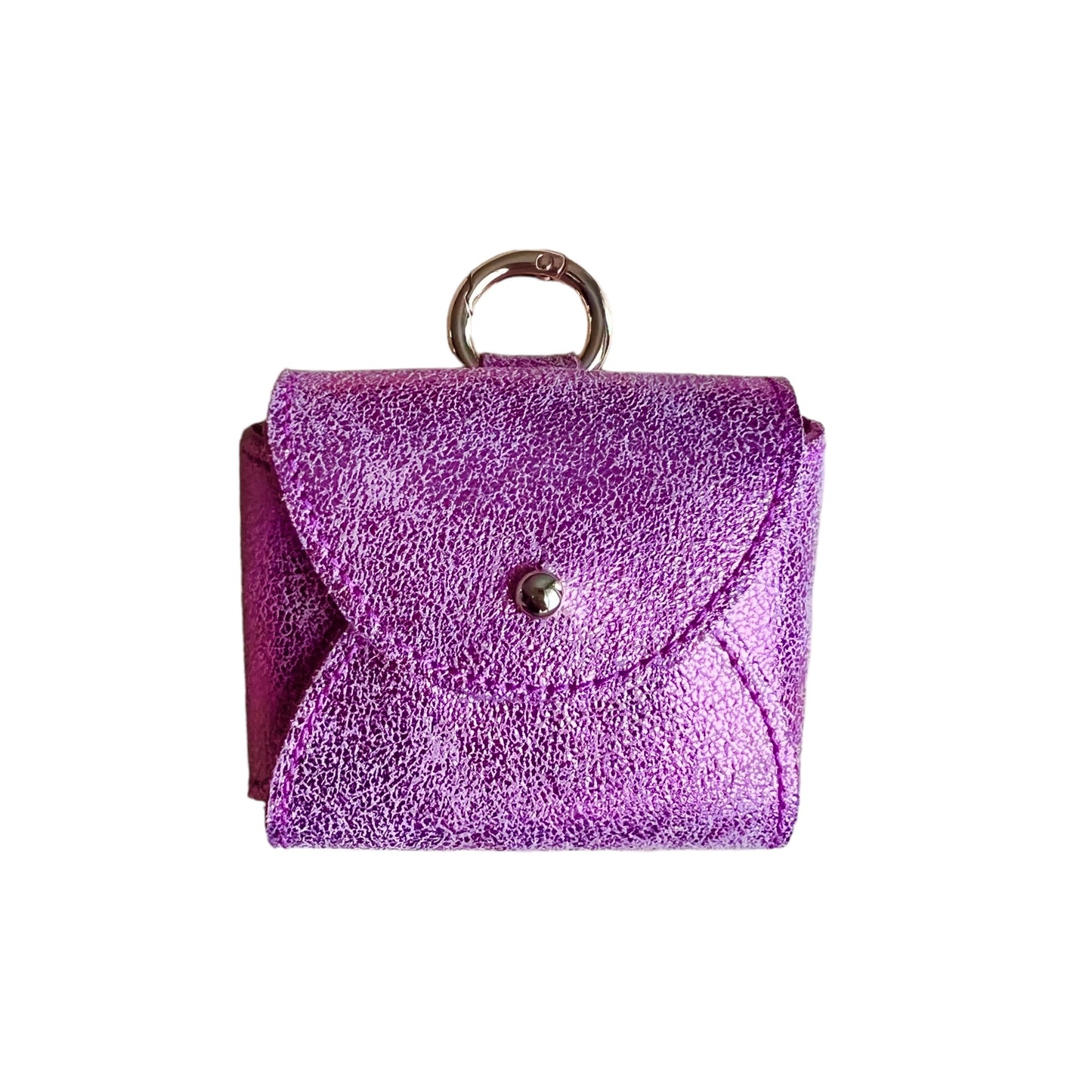 Étui en cuir pour Airpods Rose Lilas métallisé