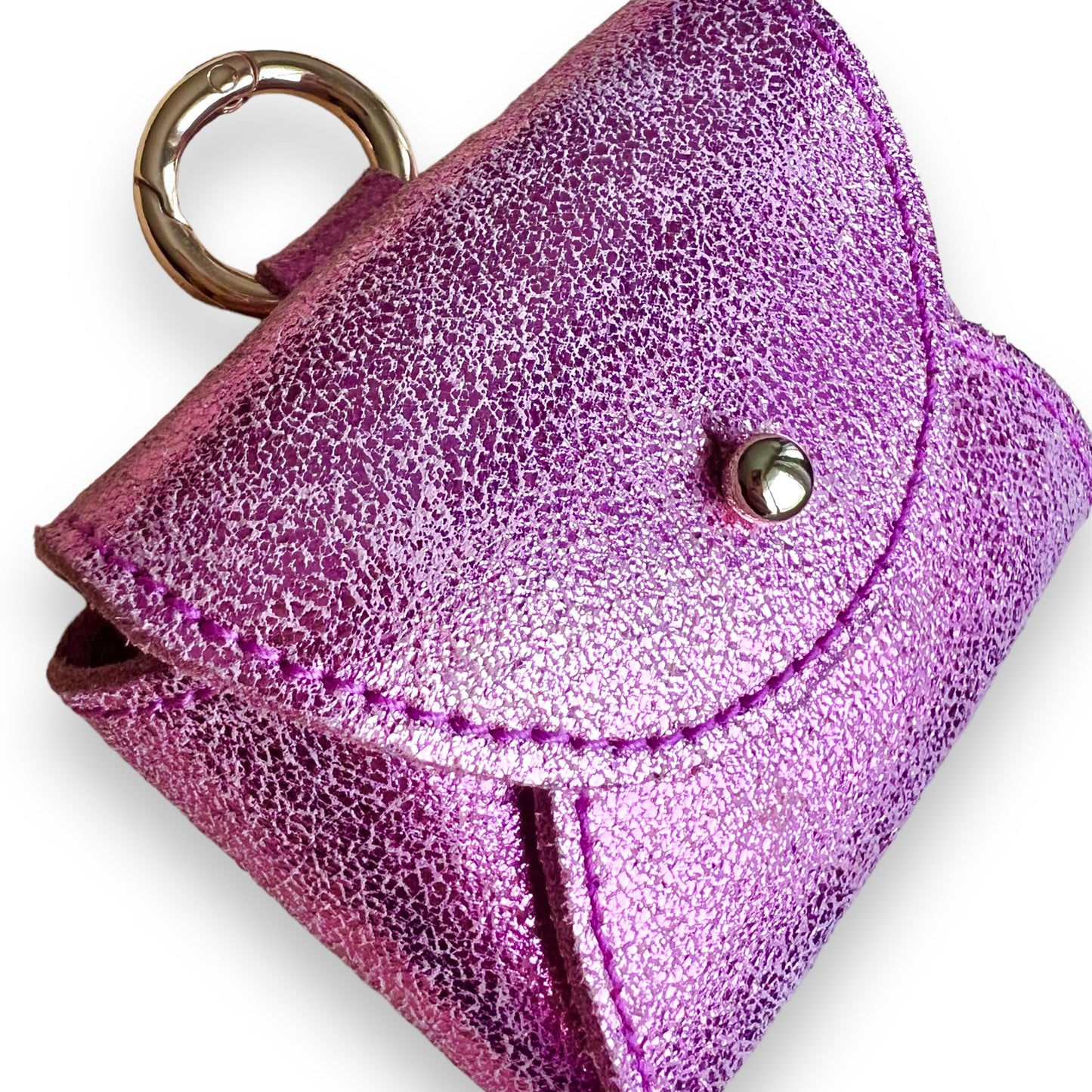 Étui en cuir pour Airpods Rose Lilas métallisé