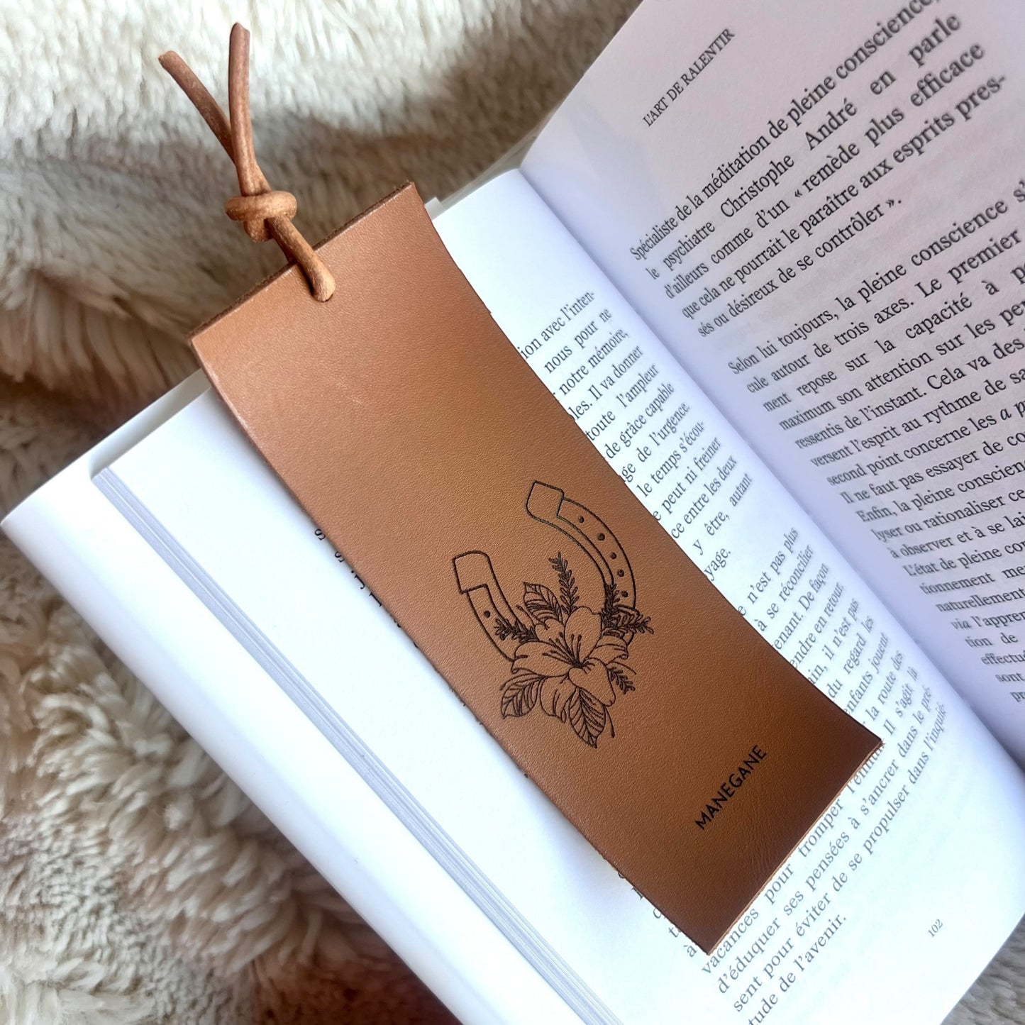 Marque-page Porte-bonheur en cuir Caramel