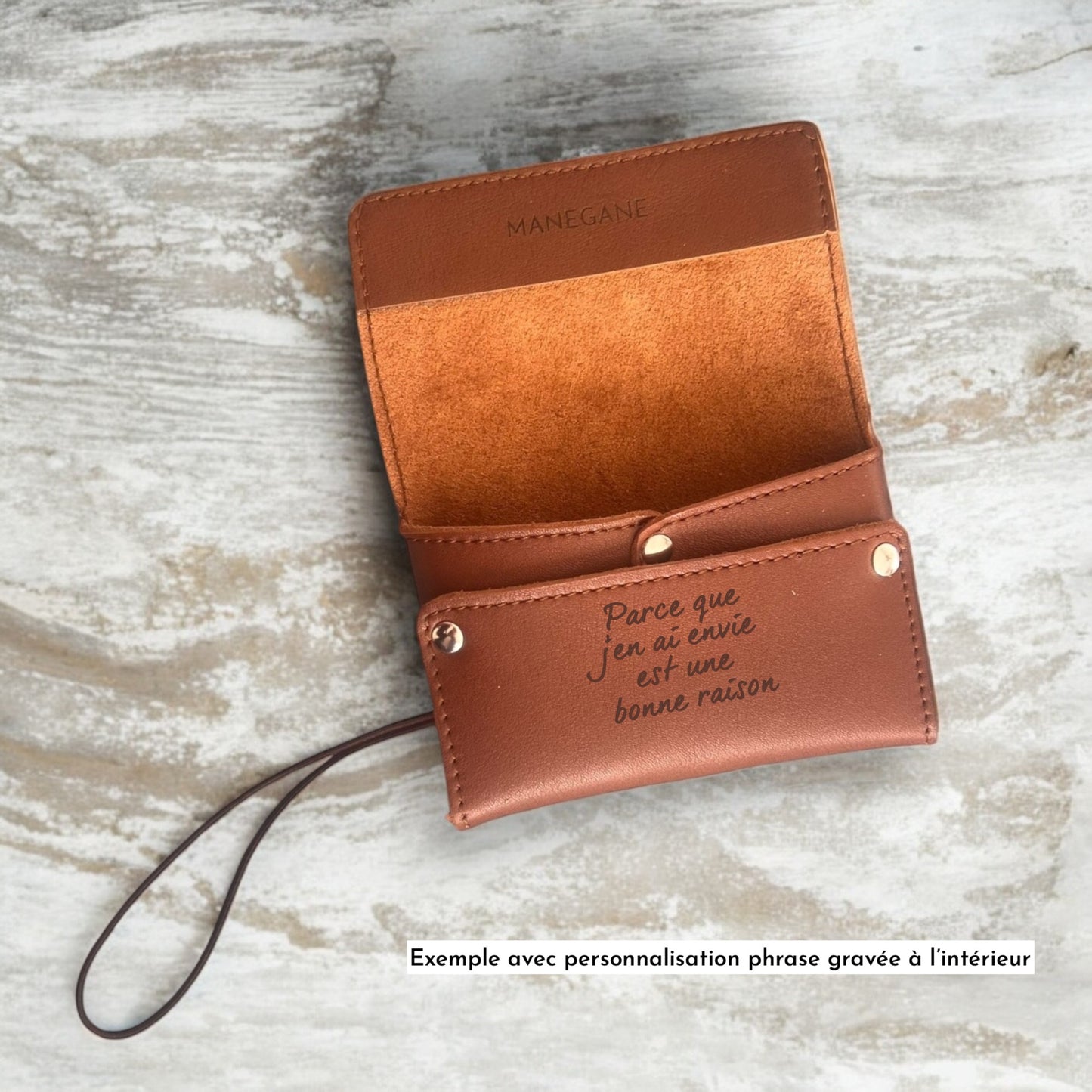 Porte-carte/monnaie/billets format Pocket 3 en 1 Cuivre métallisé/ chocolat