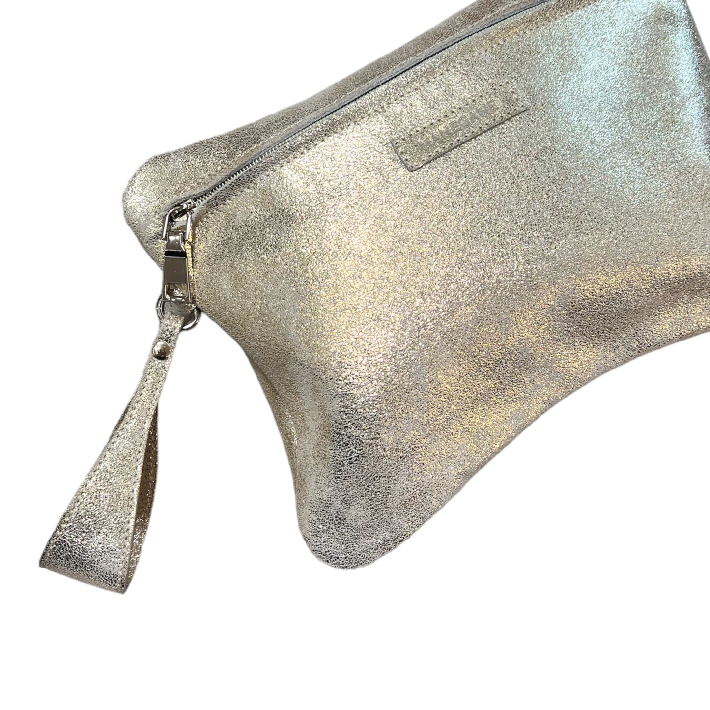 pochette de créateur en cuir doré