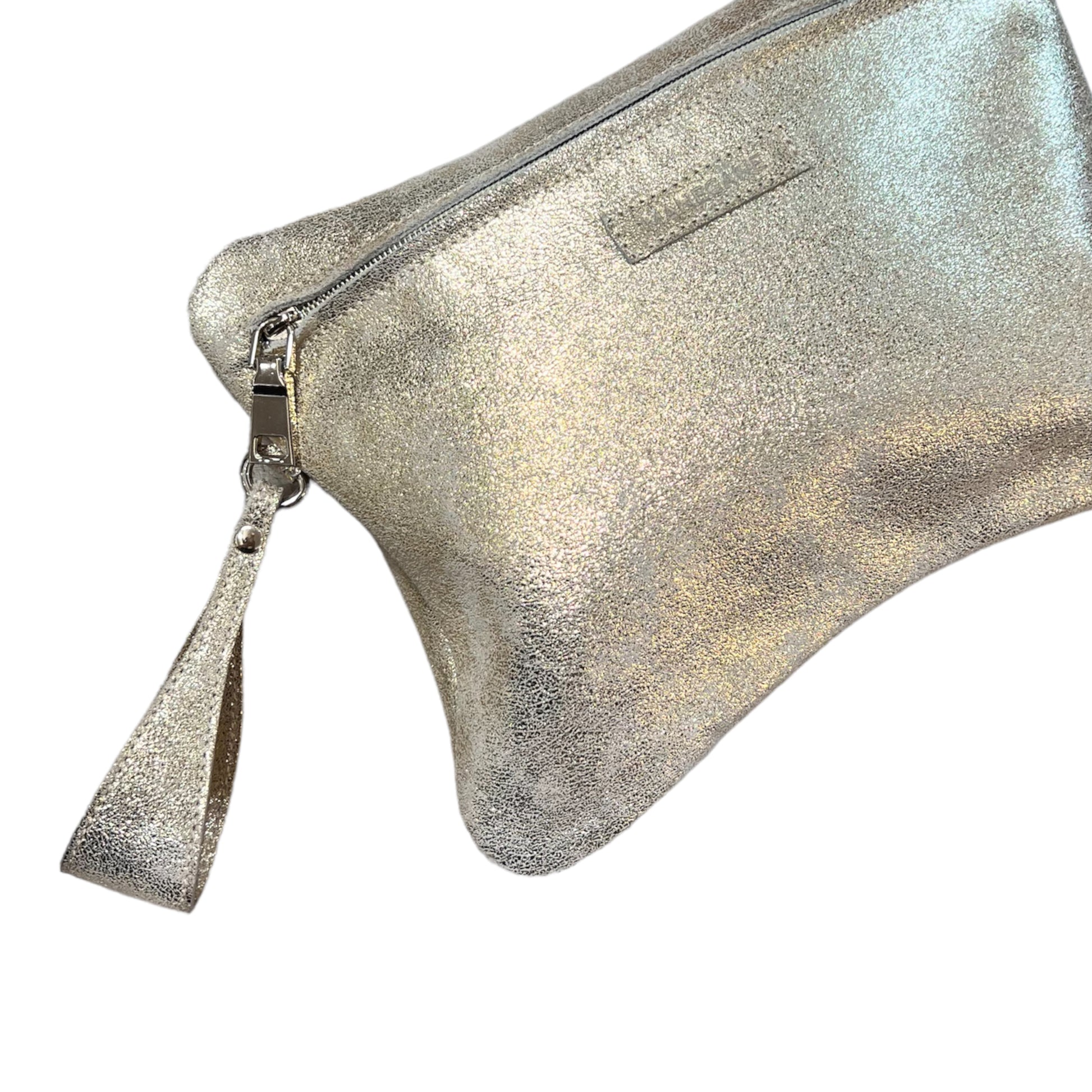 pochette de créateur en cuir doré