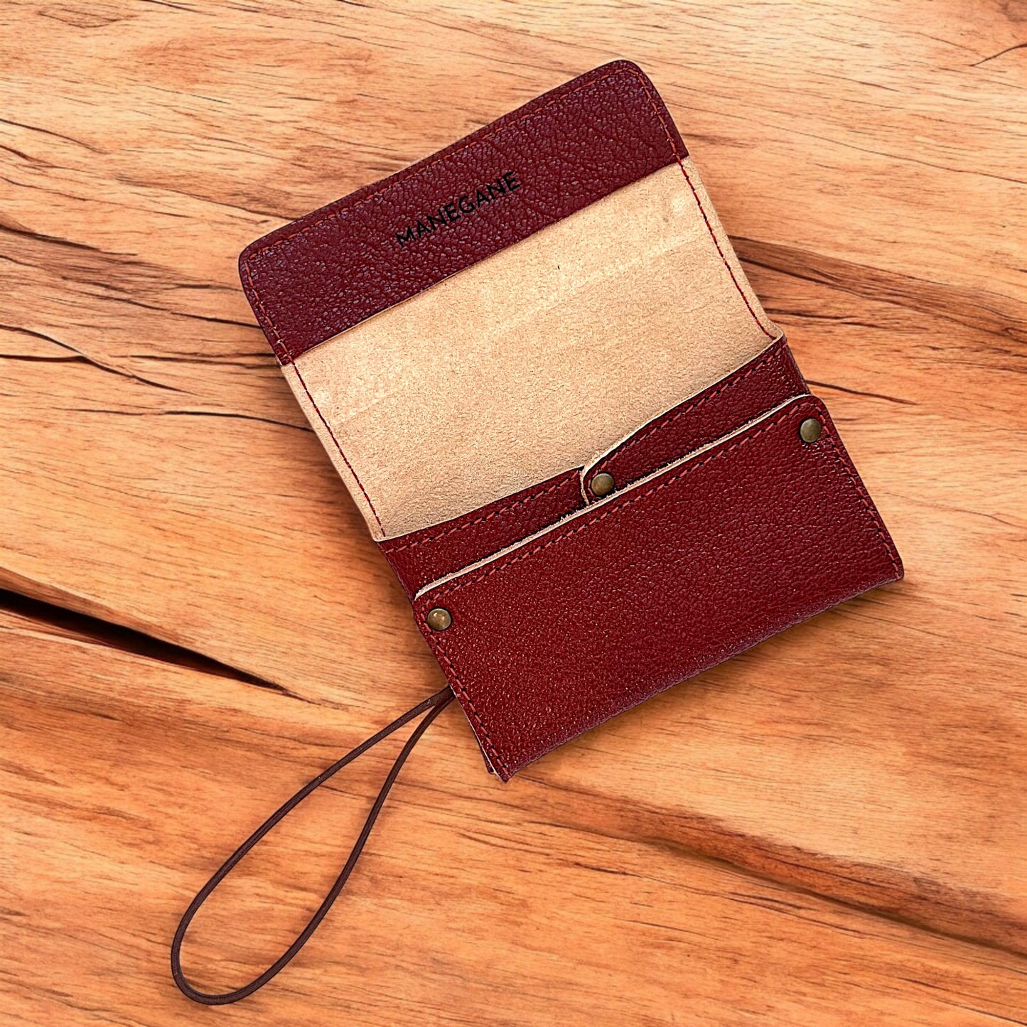 Porte-carte/monnaie/billets format Pocket Acajou grainé / chocolat