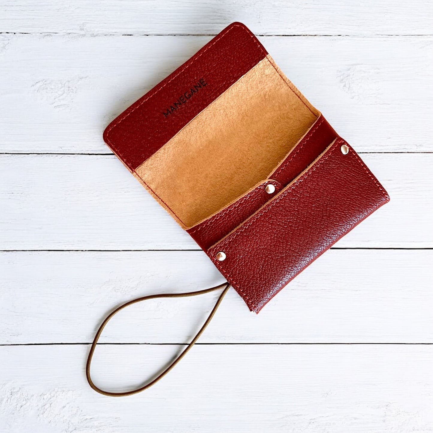 Porte-carte/monnaie/billets format Pocket Acajou grainé / Khaki