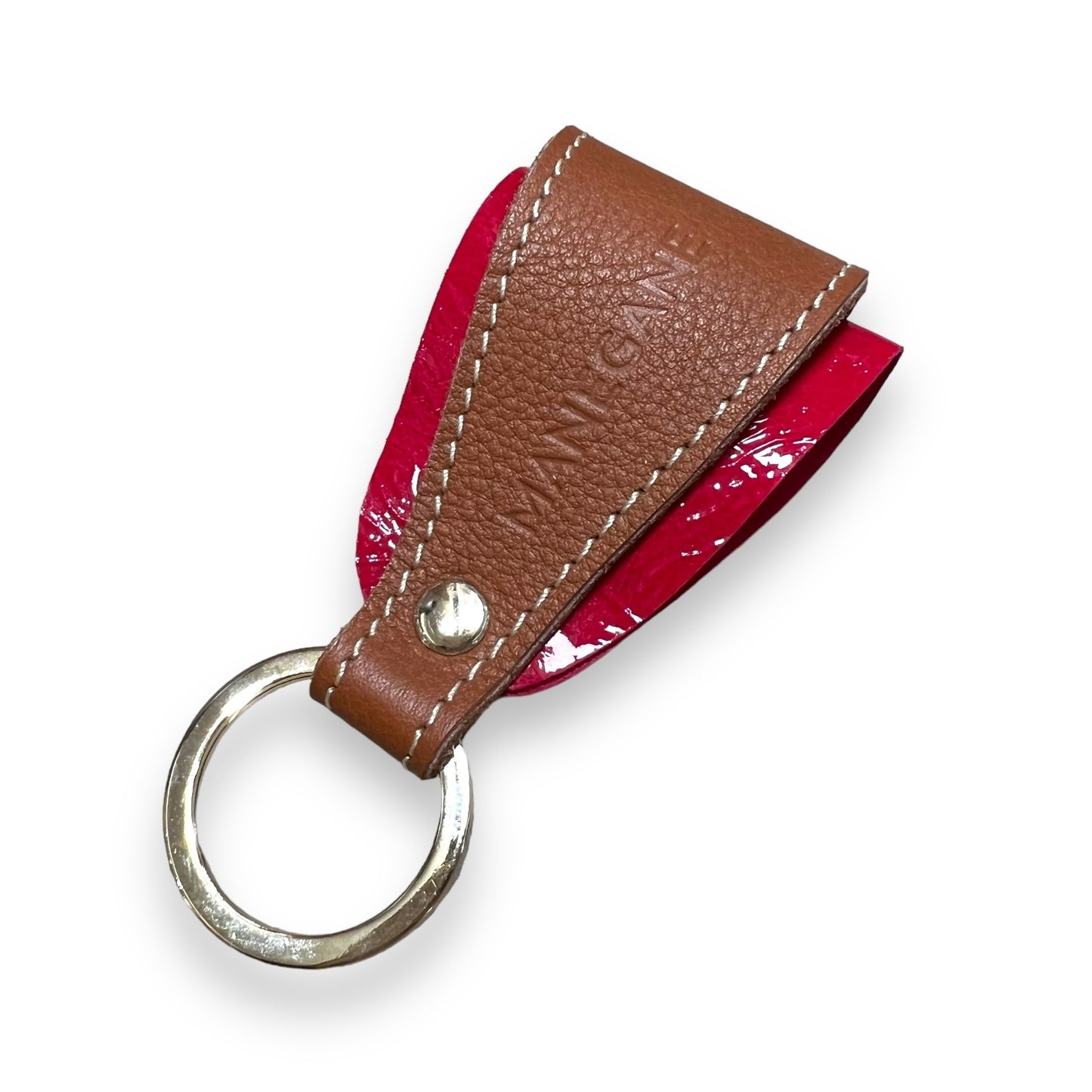 Porte-clés cuir Fushia verni