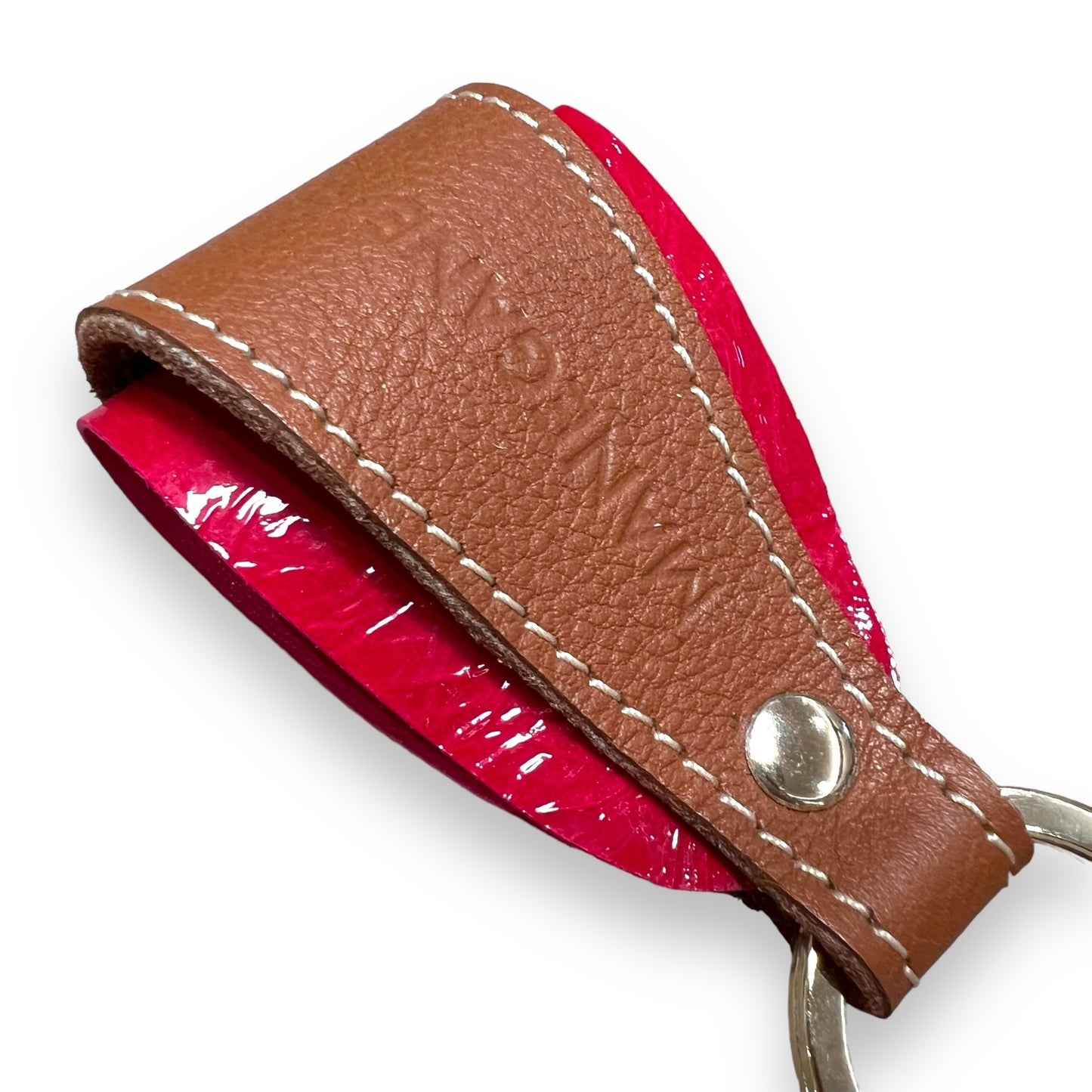 Porte-clés cuir Fushia verni