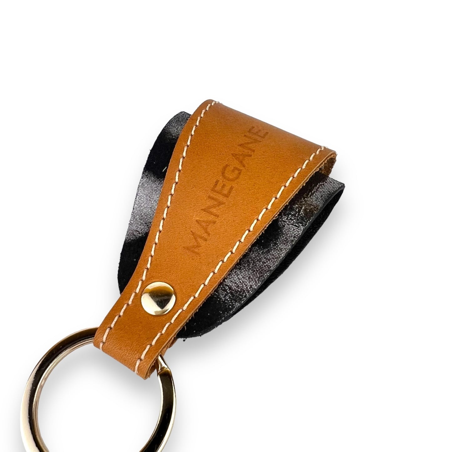 Porte-clés cuir Noir et Argenté métallisé