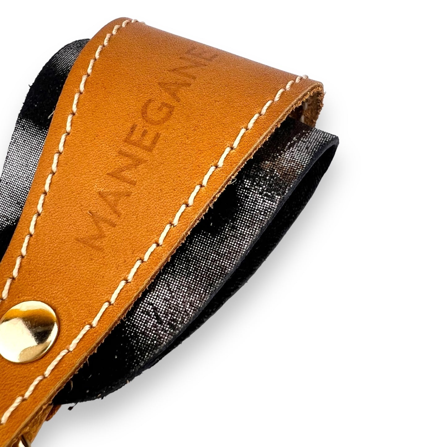 Porte-clés cuir Noir et Argenté métallisé