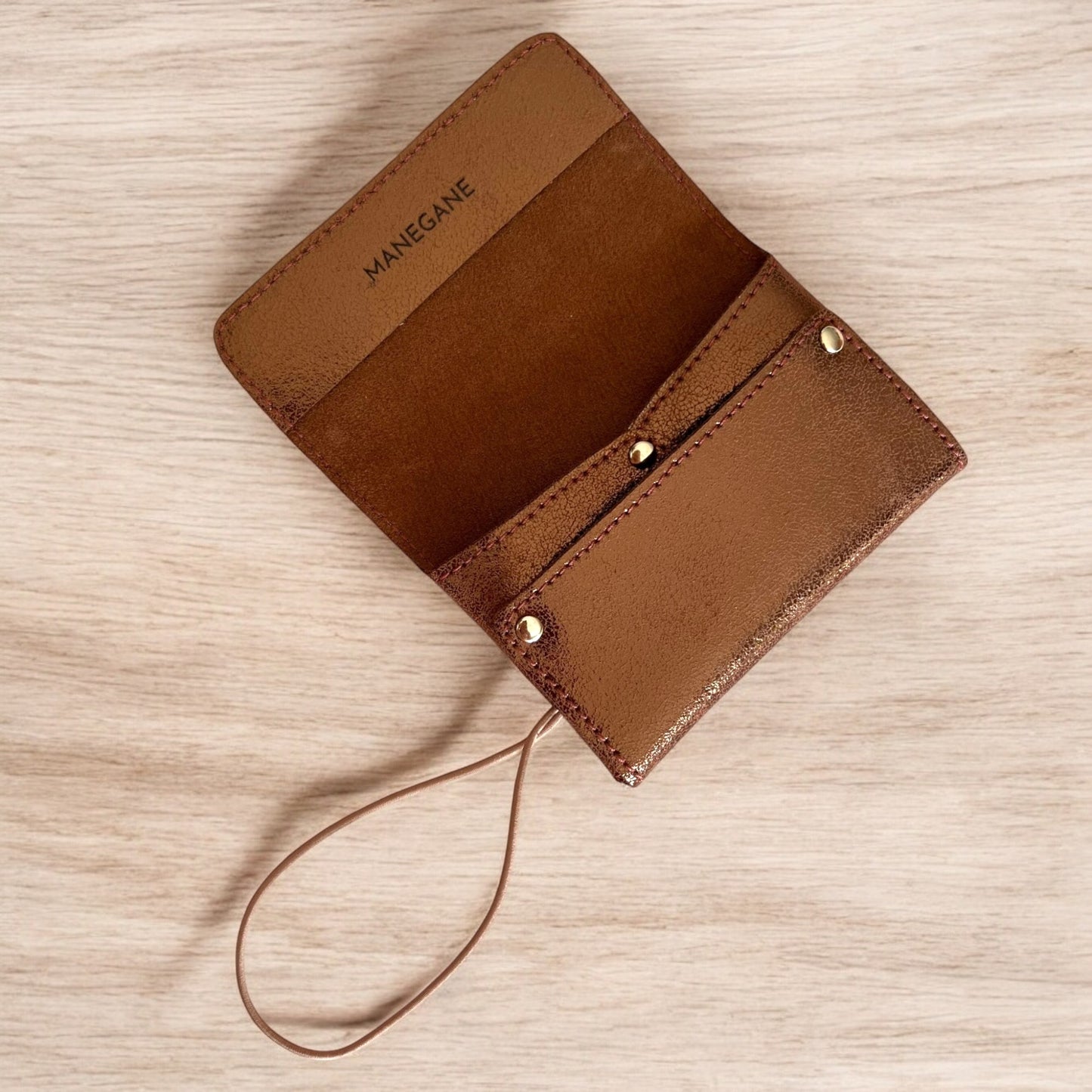 Porte-carte/monnaie/billets format Pocket 3 en 1 Cuivre métallisé/ sable
