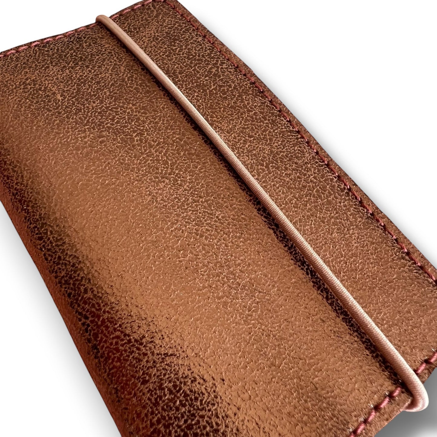 Porte-carte/monnaie/billets format Pocket 3 en 1 Cuivre métallisé/ sable