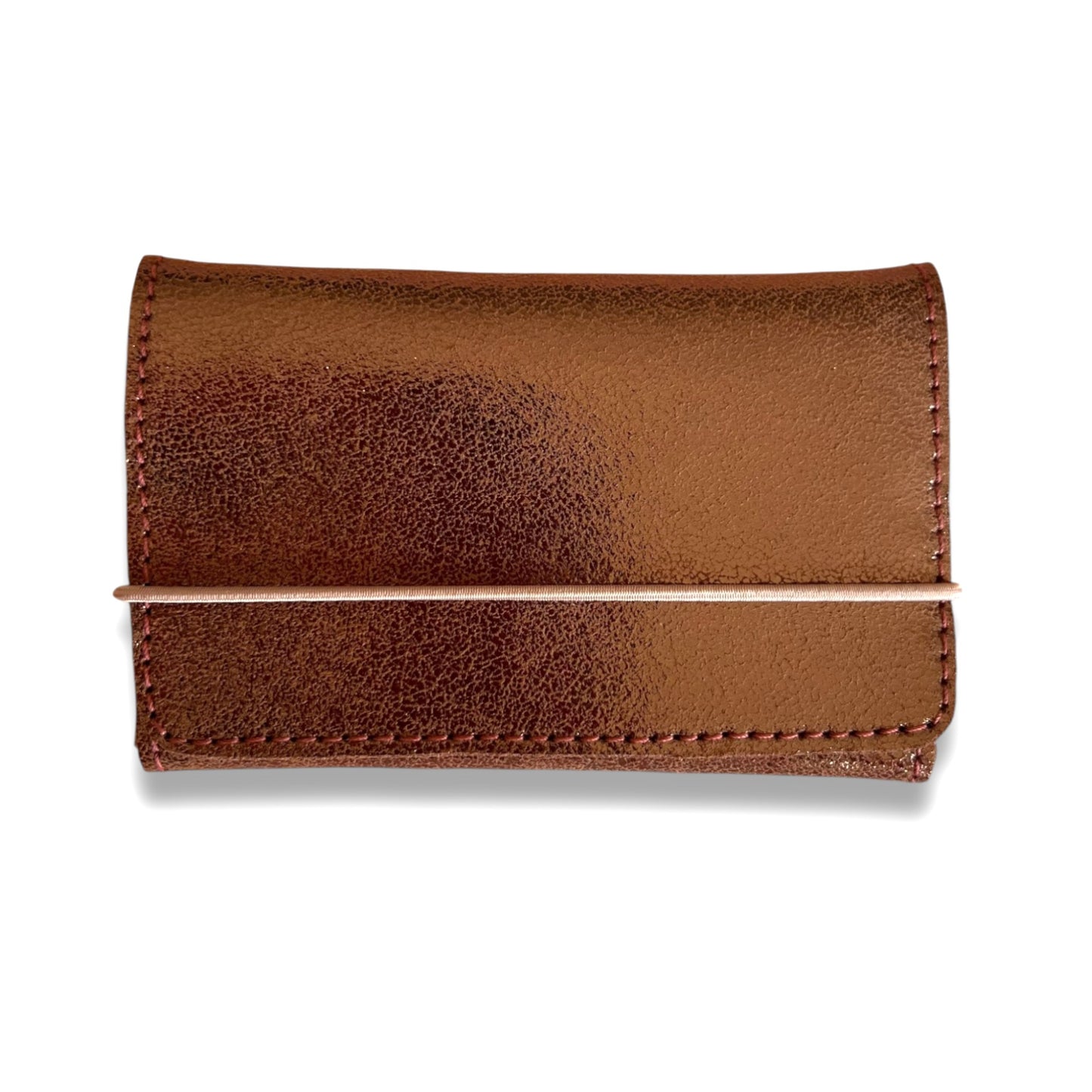 Porte-carte/monnaie/billets format Pocket 3 en 1 Cuivre métallisé/ sable