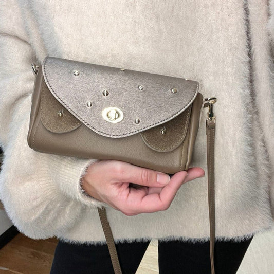 Bolso Bisou Mini Tachuelas Platino