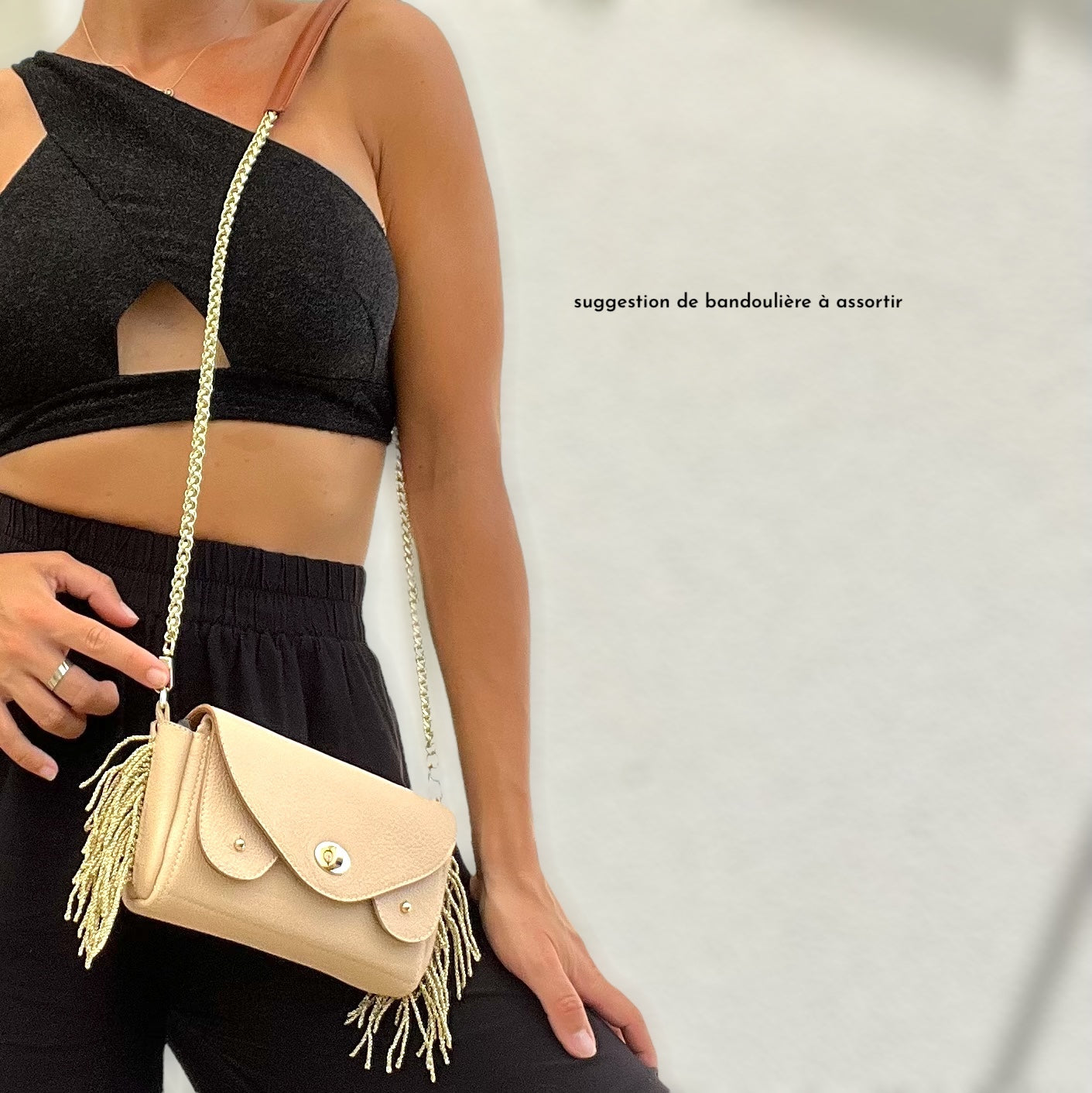 Bisou Bag Mini Dune avec franges lurex