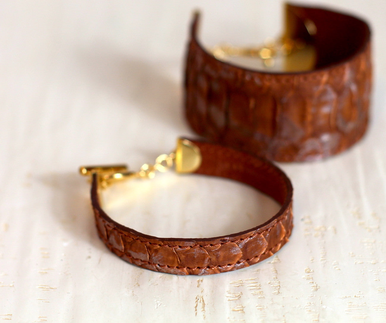 Bracelet en python marron Sienne
