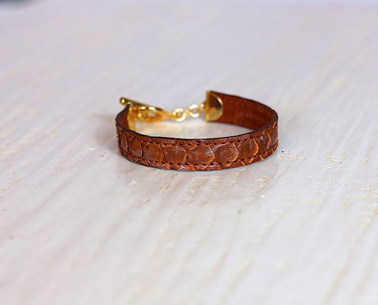 Bracelet en python marron Sienne