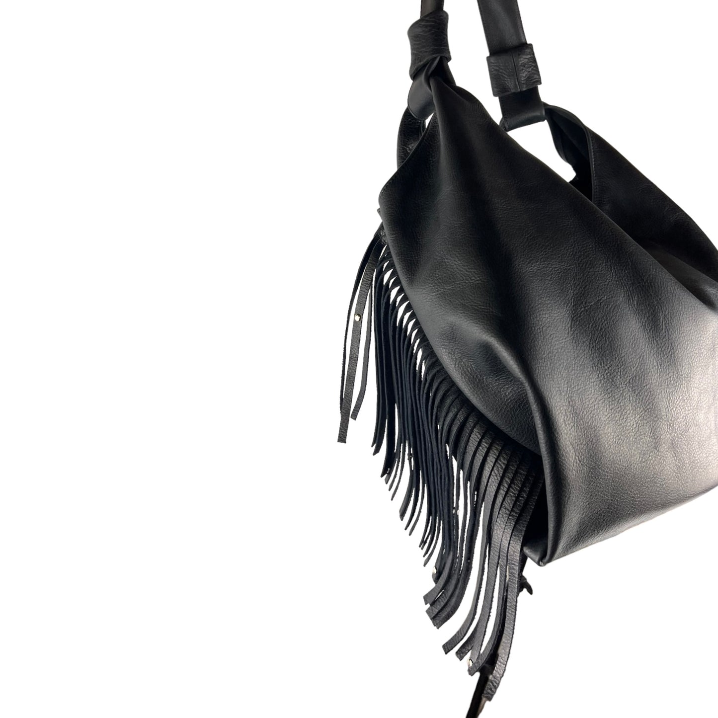 CABAS NAIMA cuir Noir avec Franges