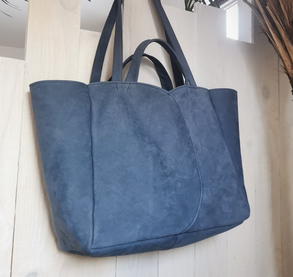 maxi cabas cuir bleu