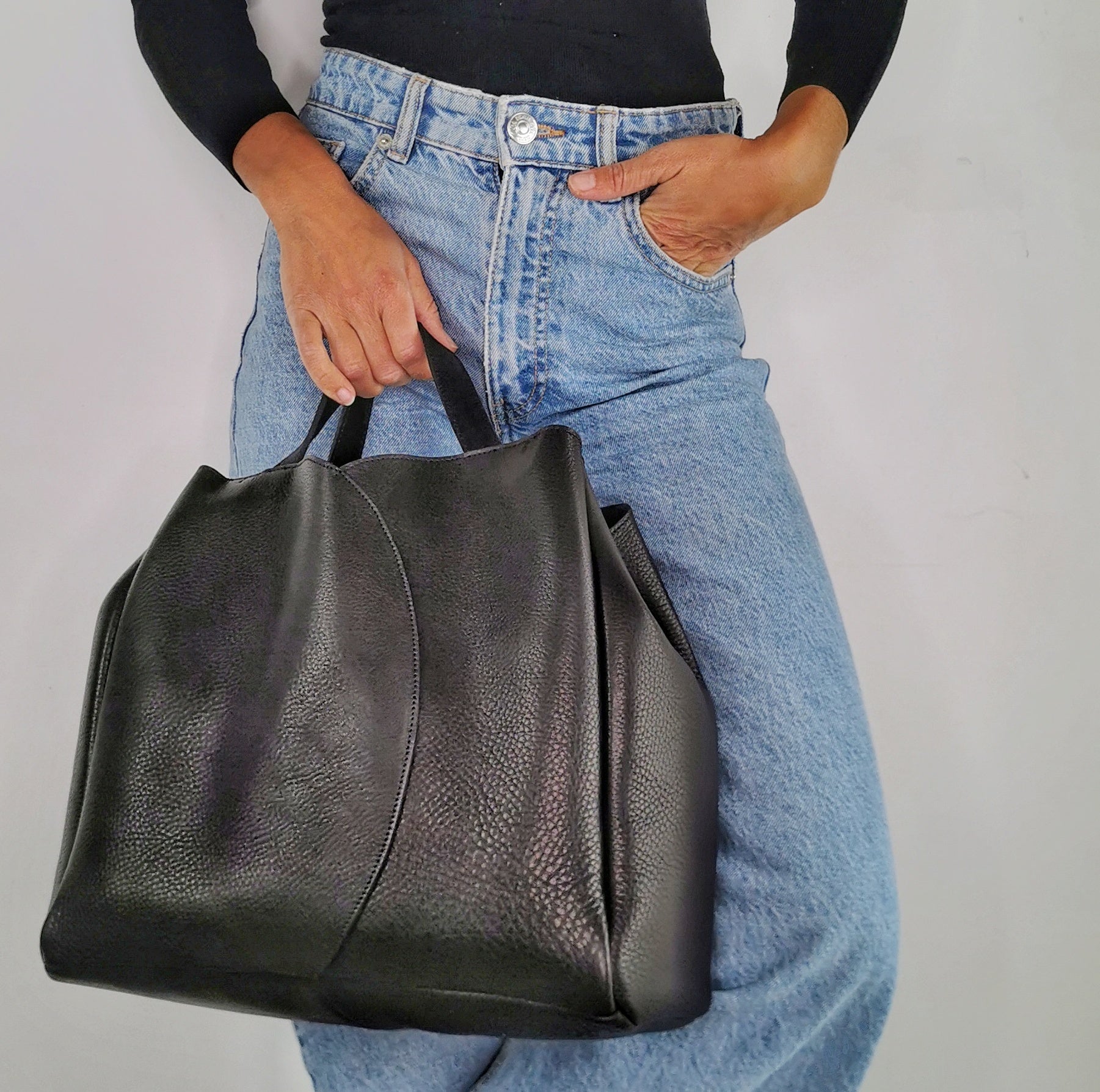 cabas en cuir avec fermeture