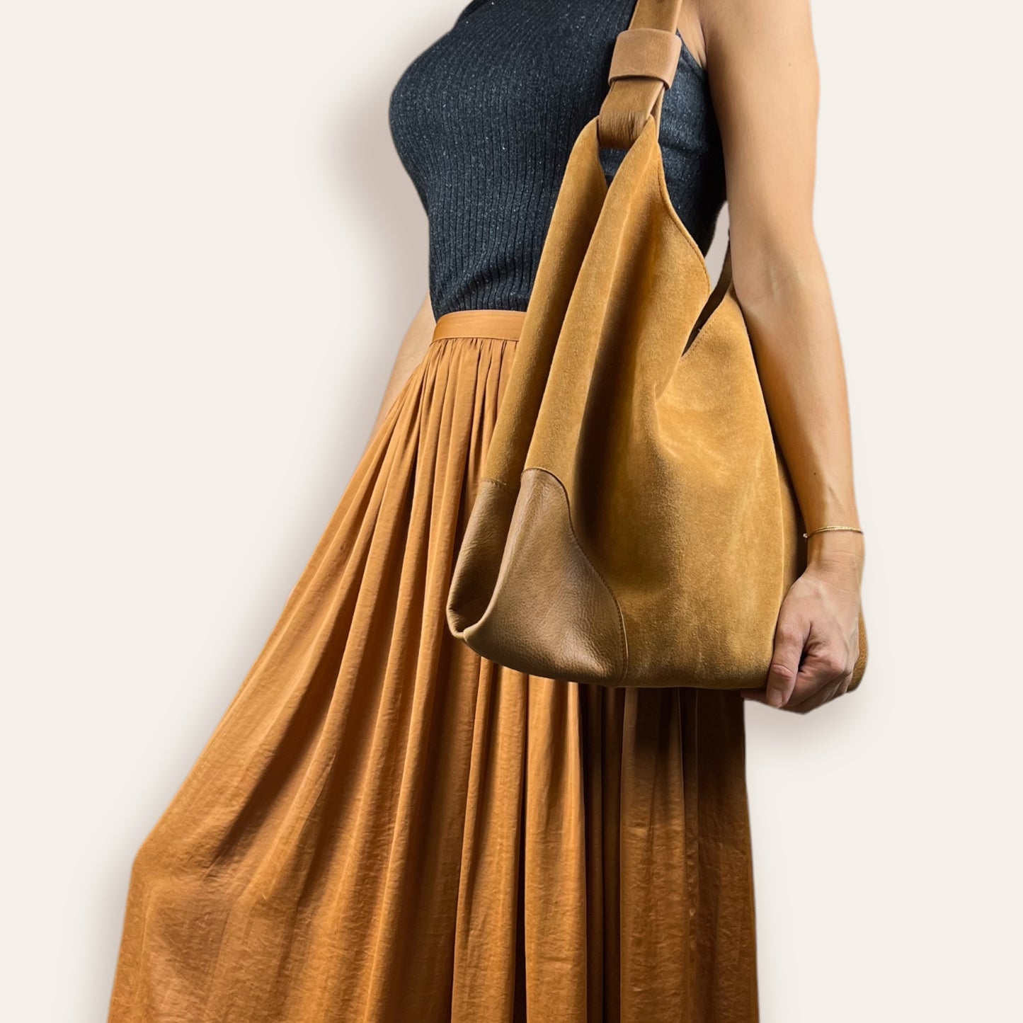 CABAS NAIMA cuir Suède Camel
