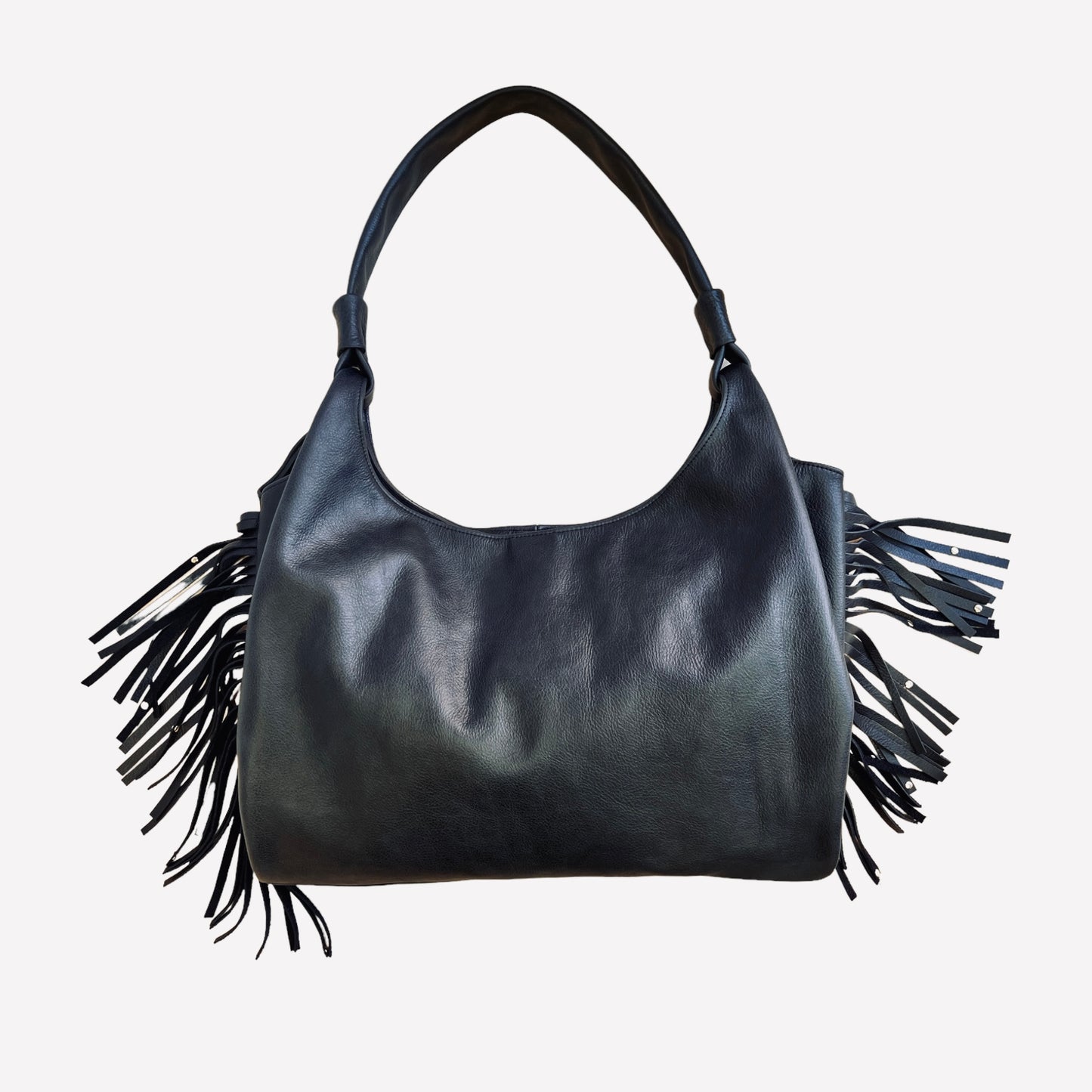CABAS NAIMA cuir Noir avec Franges