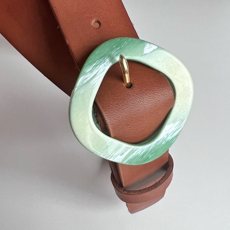 ceinture en cuir marron femme boucle en acétate