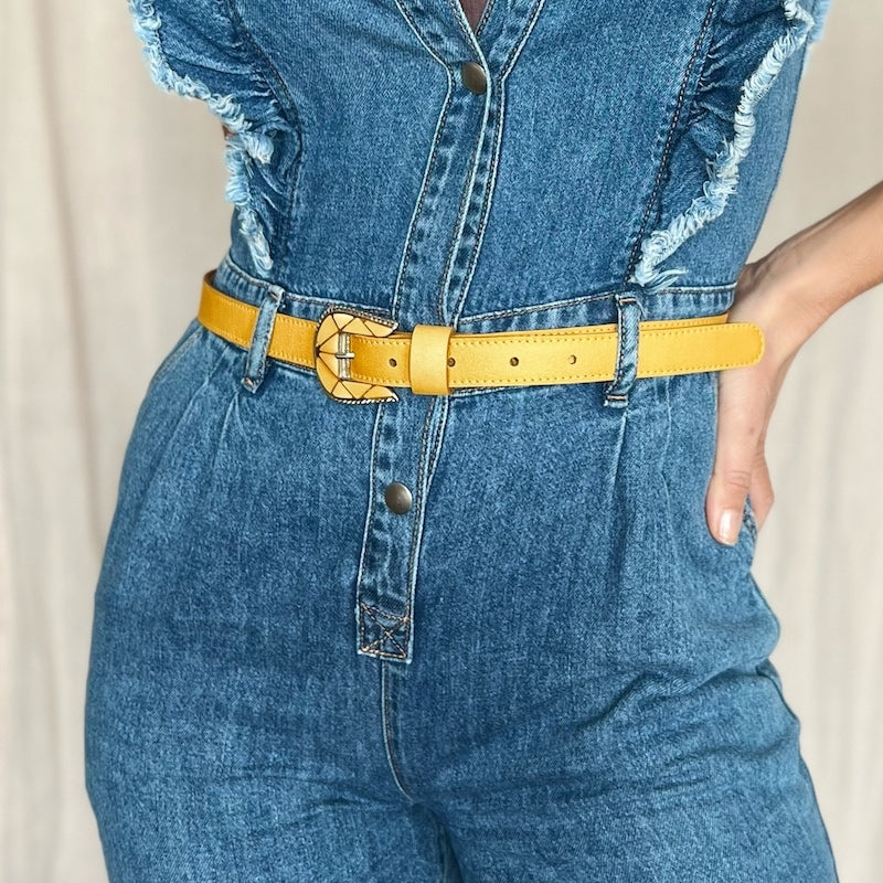 ceinture jaune en cuir
