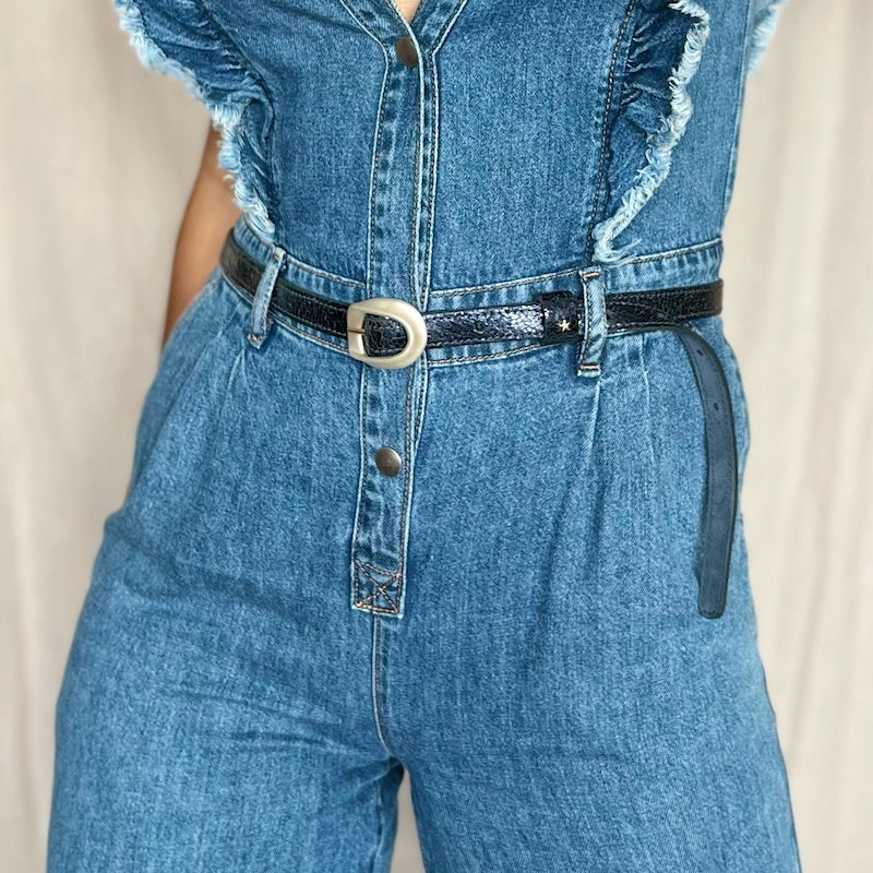 ceinture fine noire en cuir