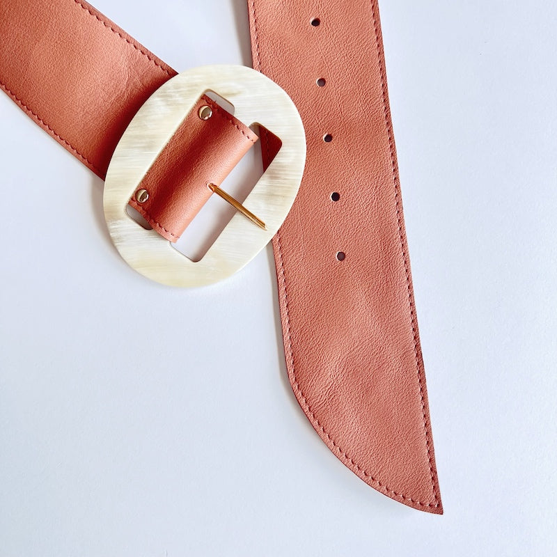 ceinture large cuir marron