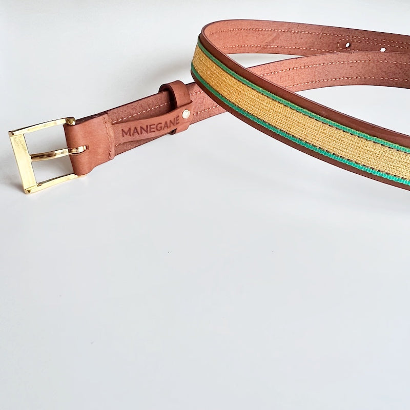 ceinture cuir marron coloré