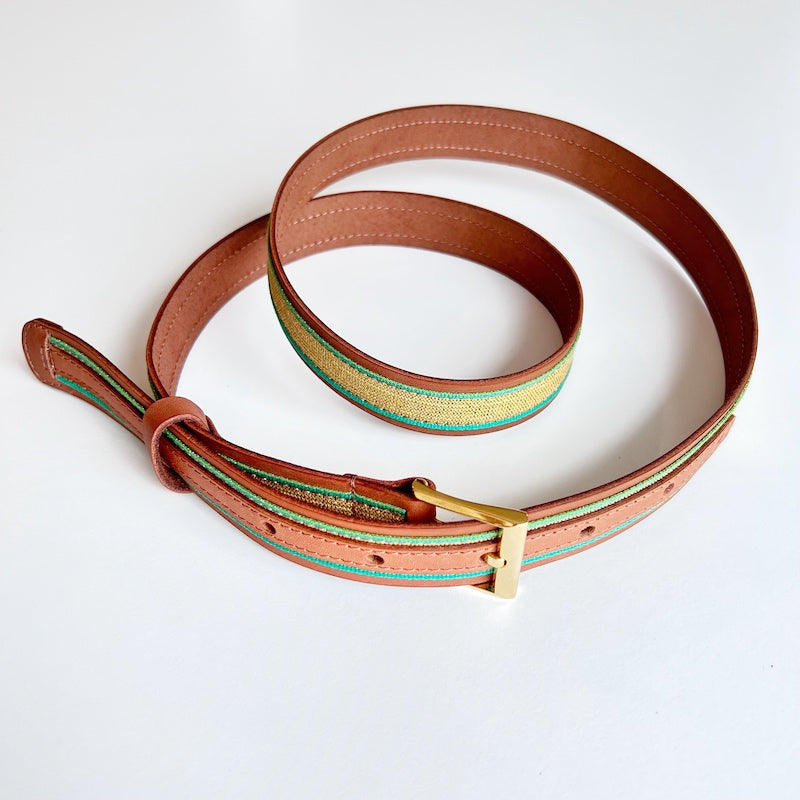 ceinture cuir marron coloré