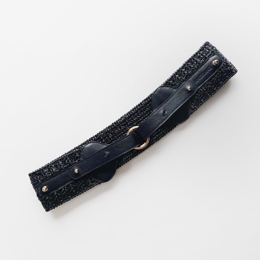 ceinture tressée large noire
