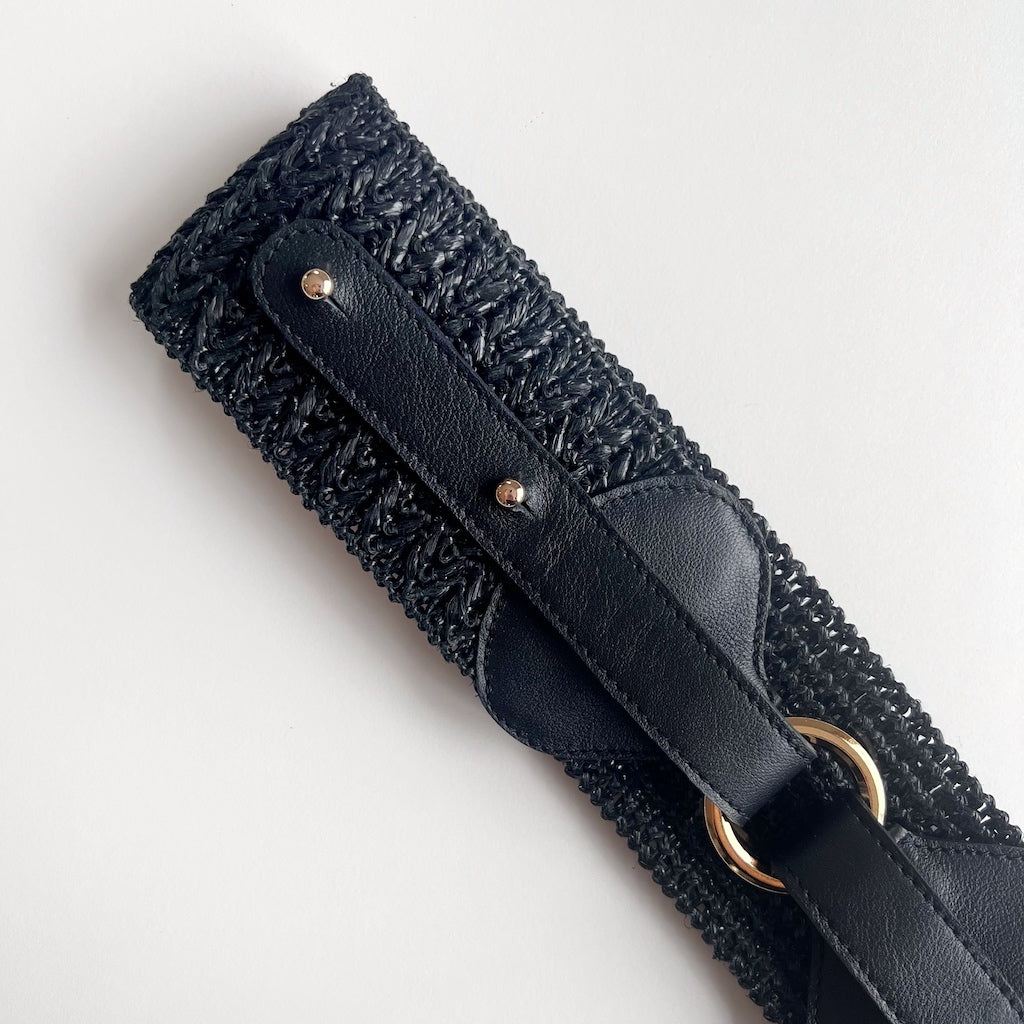 ceinture large tressée noire