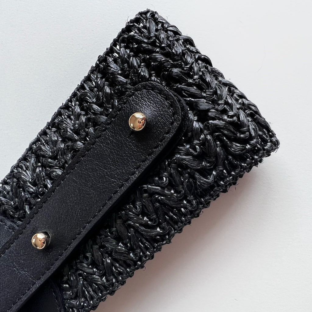 ceinture large tressée noire