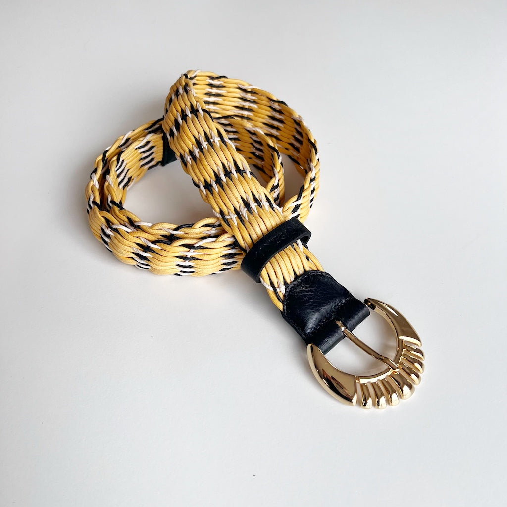ceinture corde tressée jaune