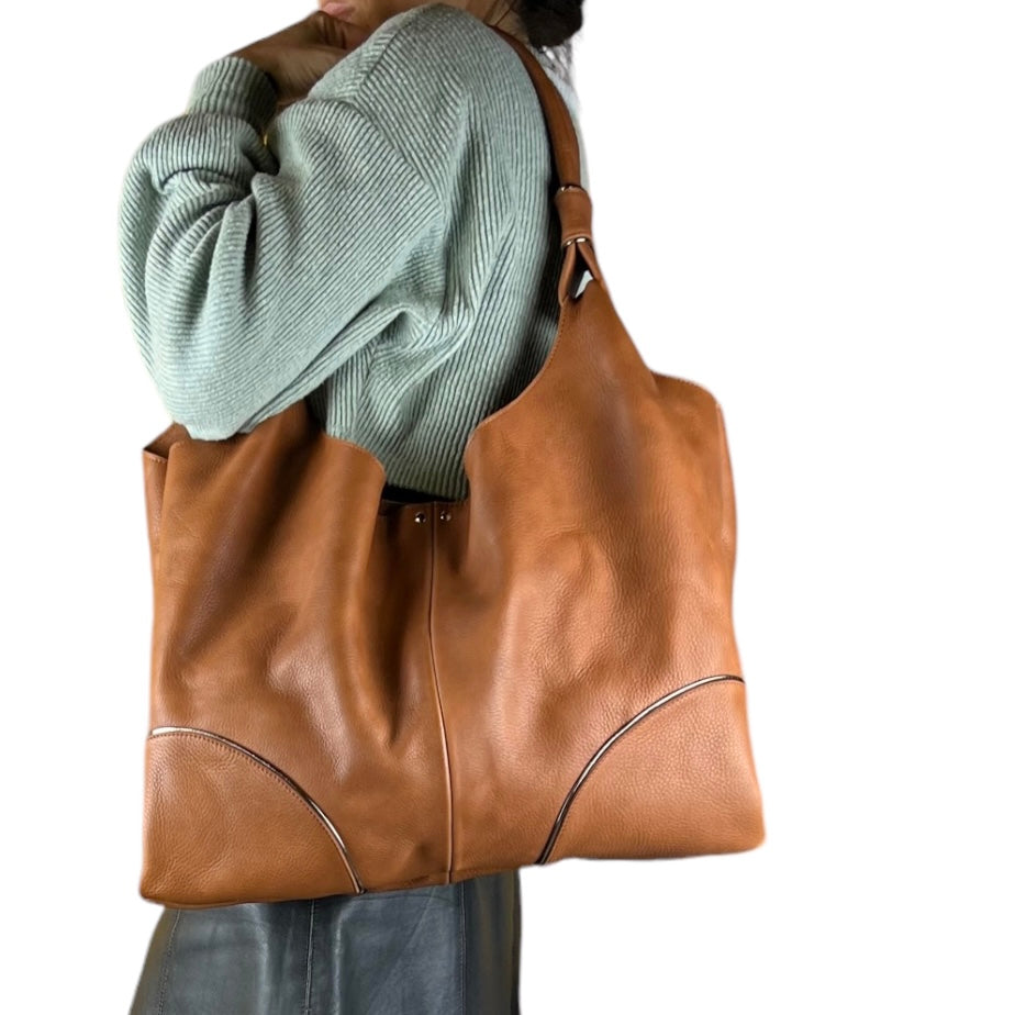 CABAS NAIMA cuir Pecan