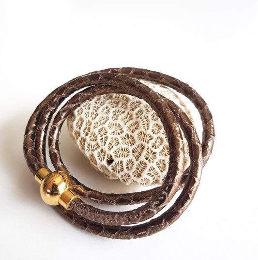 Bracelet fin python aimanté triple