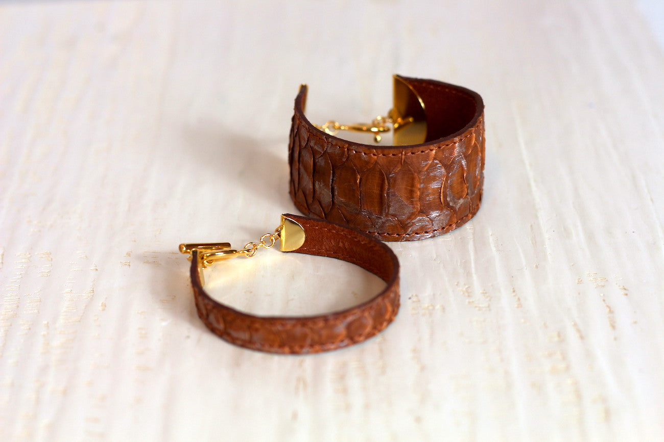 Manchette en python marron Sienne