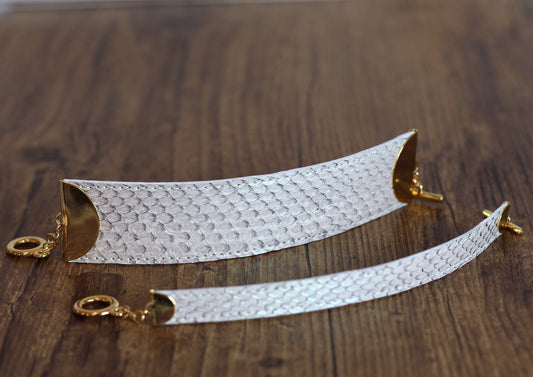bracelet en python blanc nacré