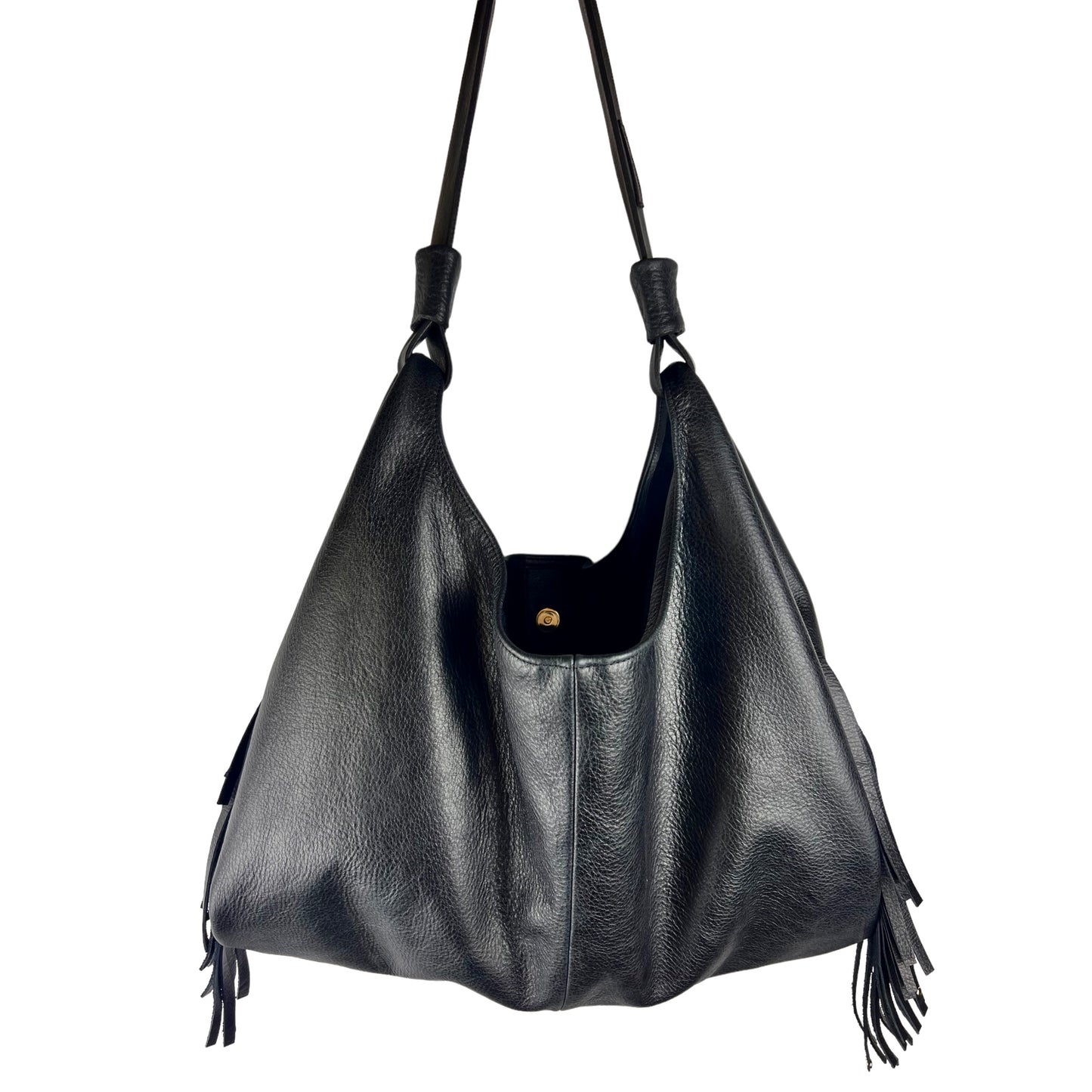 CABAS NAIMA cuir Noir avec Franges