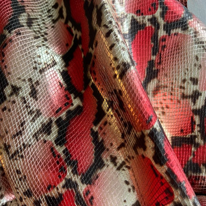 cuir rouge effet python manegane