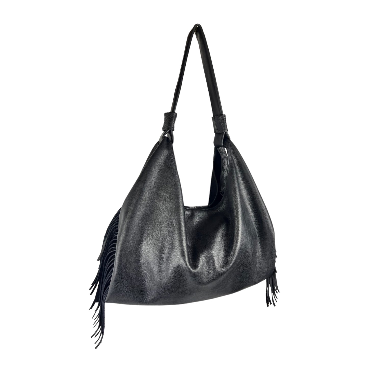CABAS NAIMA cuir Noir avec Franges