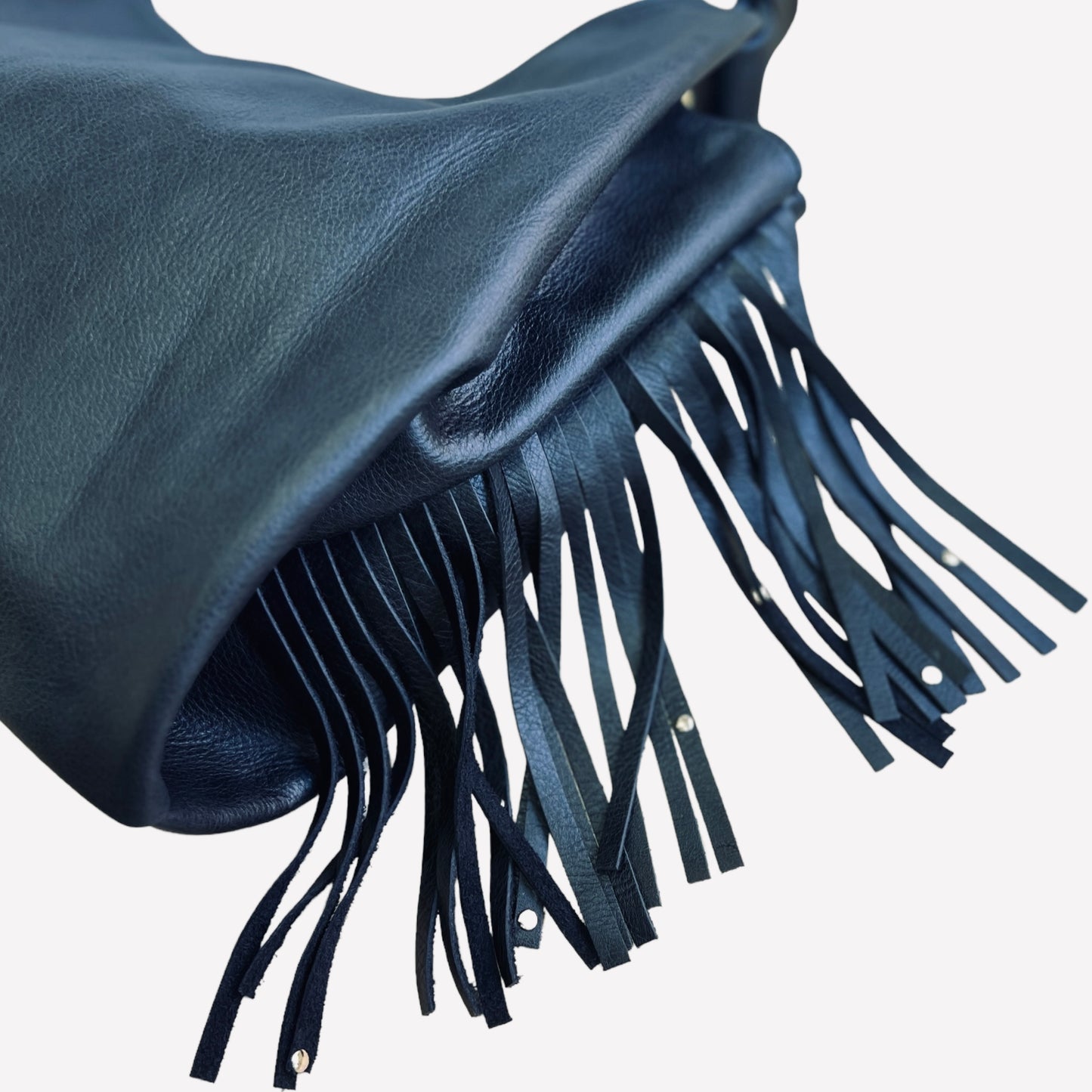 CABAS NAIMA cuir Noir avec Franges