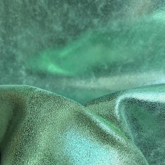 cuir vert d'eau métallisé manegane